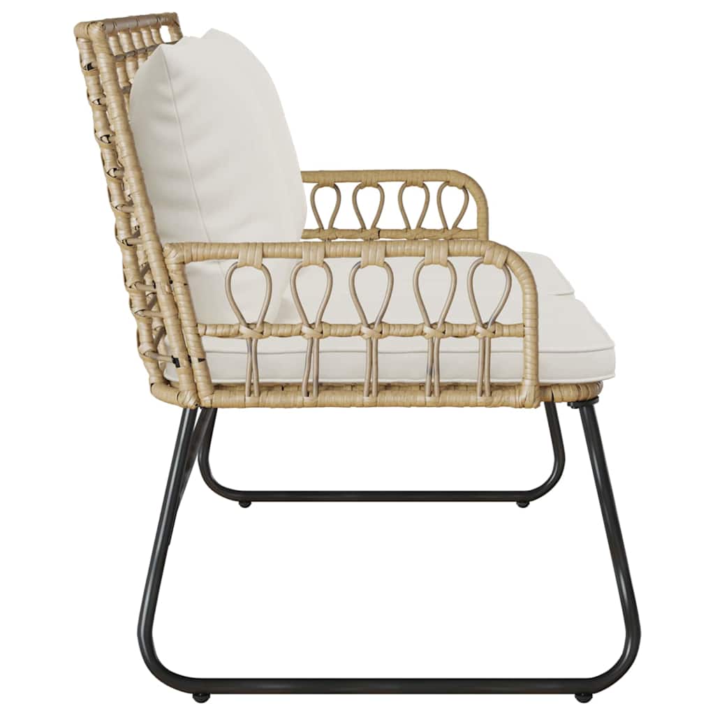 Garden Bench Brown and Cream Poly rattan, steel